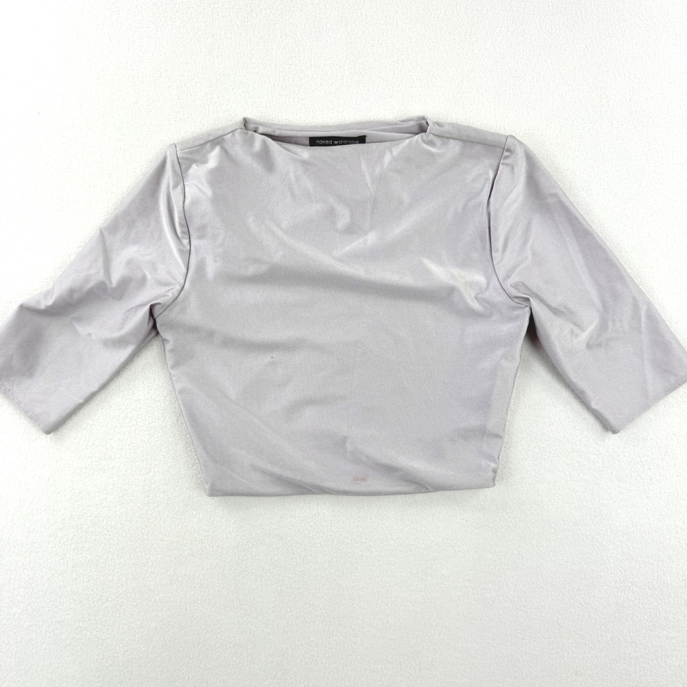 NAKED WARDROBE The Sleek Crop Top Shiny Lavender Size XS‎ Womens